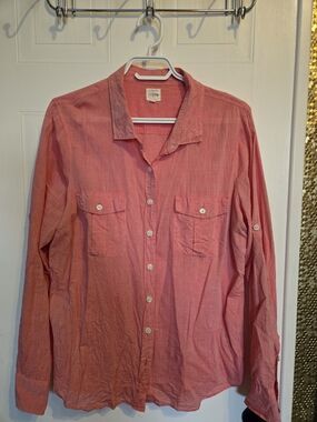 J.Crew Coral Linen-Cotton Button Shirt